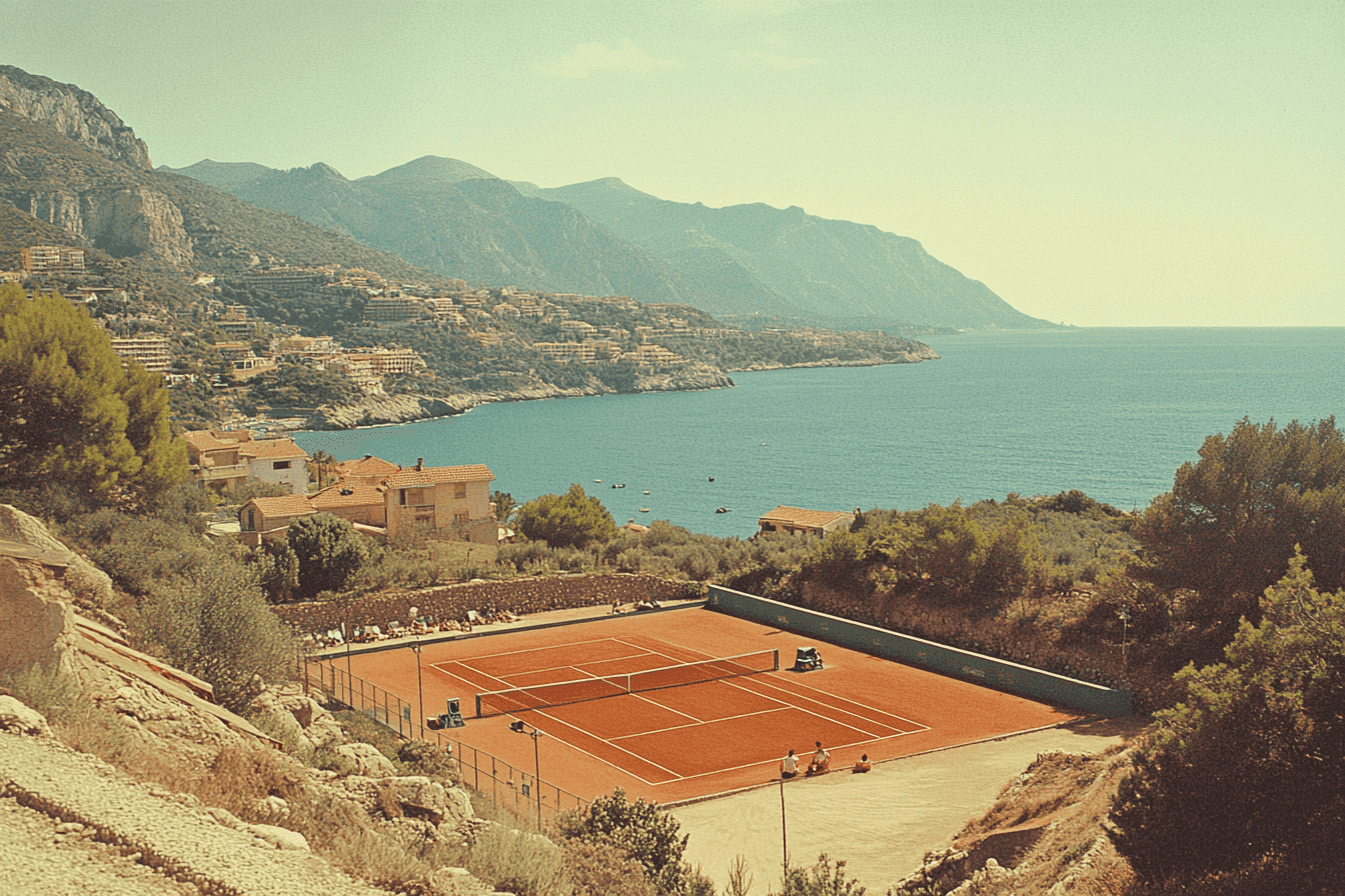 Clay tennis courts above the Mediterranean coast